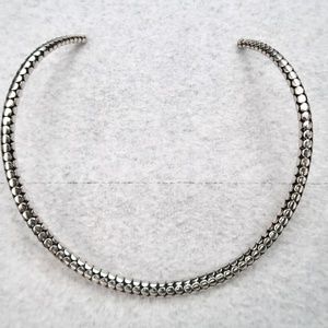 Artisan Sterling Silver Large Pebble Dot Cuff Collar Necklace